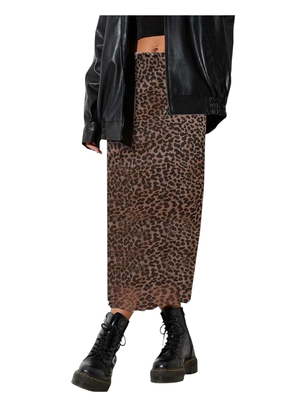 NWT Sofia’s Choice Leopard Print Mesh Midi Skirt Pull On | Size M